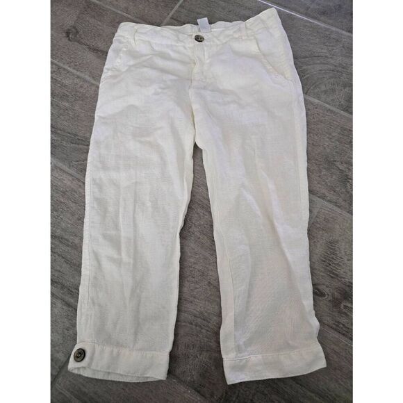Girls Zara White Linen Blend Pants Size 7/8‎ - Picture 1 of 6